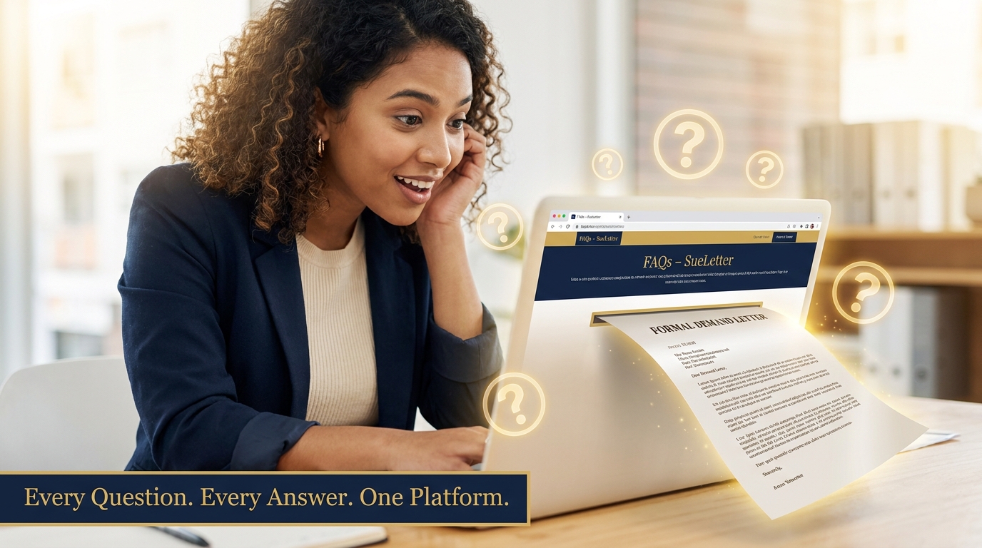 SueLetter FAQs - demand letter questions answered free